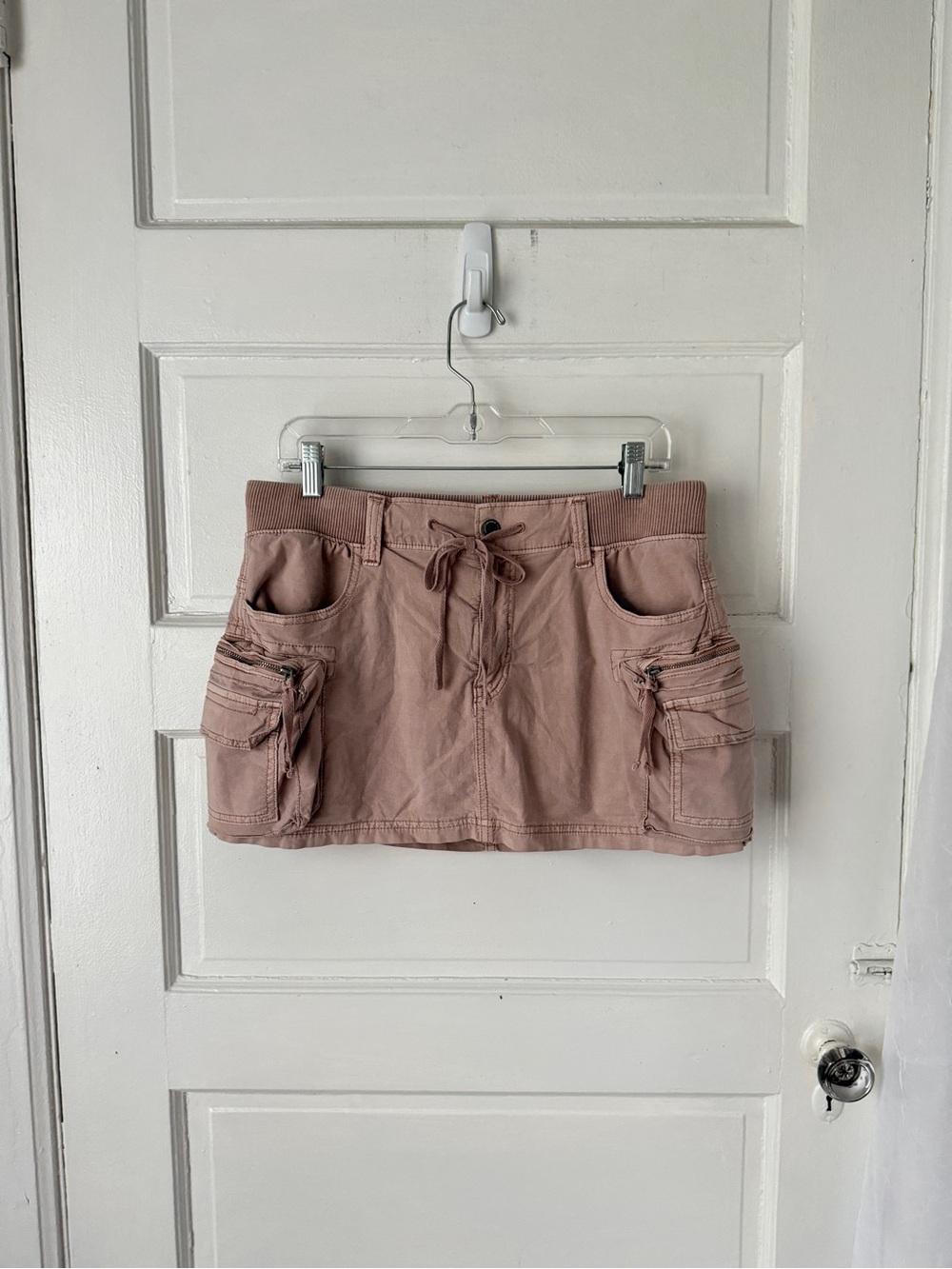 American Eagle Outfitters Tan Cargo Mini Skort Y2K Streetwear Cotton Pockets 8